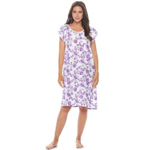 Casual Nights Women's Super Soft Yummy Nightshirt, Short Sleeve Nightgown, Night Dress with Fun Prints & Patterns - 1 of 4