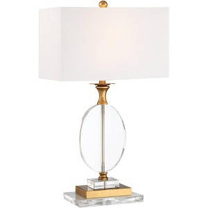 Vienna Full Spectrum Valerie Modern Table Lamp with Clear Acrylic Riser 28" Tall Clear Crystal White Fabric Shade for Bedroom Living Room Bedside Home - 1 of 4