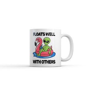 Crazy Dog Floats Well With Others Mug Funny Sarcastic Alien Graphic Novelty Coffee Cup-11oz - 1 of 4