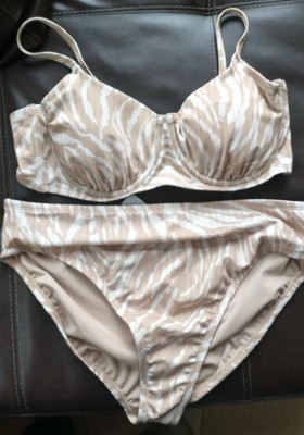 Women's Ribbed Underwire Bralette Bikini Top - Wild Fable™ Tan Animal Print  24 : Target