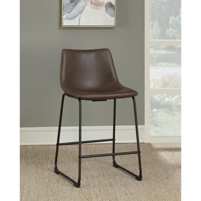 Skran Armless Counter Height Stools Set of 2, Barstools with Backs and Metal Legs