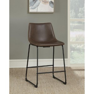 Skran Armless Counter Height Stools Set of 2, Barstools with Backs and Metal Legs - 1 of 4