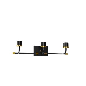 DORESshop 3-Light Vanity Light Fixture Mounting Kit Black & Gold Finish Square Wall Plate, Curved Metal Arm Modern Bathroom Light Hardware Replacement - 1 of 4