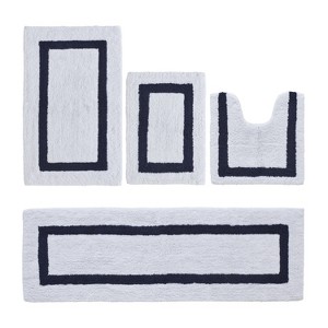 Hotel 4 PC Bath Rug 100% Premium Cotton Tufted Weave Two Tone Reversible Bathroom Rug, Super Soft Absorbent, Machine Washable Bath Mat - 1 of 4