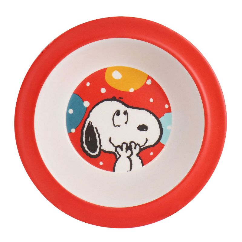 Peanuts Fun Times 5 Piece Kid's Bamboo Melamine Dinnerware Set in Red, 5 of 9
