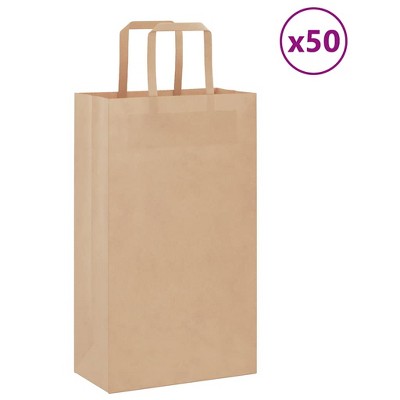 vidaXL Paper Bags 50 pcs with Handles Brown 8.3x4.3x14.2"
