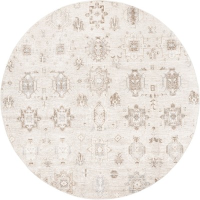 Image of Nuloom Krystin Medallion 6 Round Machine Washable Area Rug for Living Room Bedroom Dining Room Kitchen, Beige/Ivory