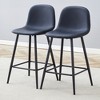 SKRAN Techno-Fabric Bar Chair Set - Two Pieces With Round Backrest, Black Metal Legs, Stable Comfort For Placement In Bars Living Rooms - 2 of 4