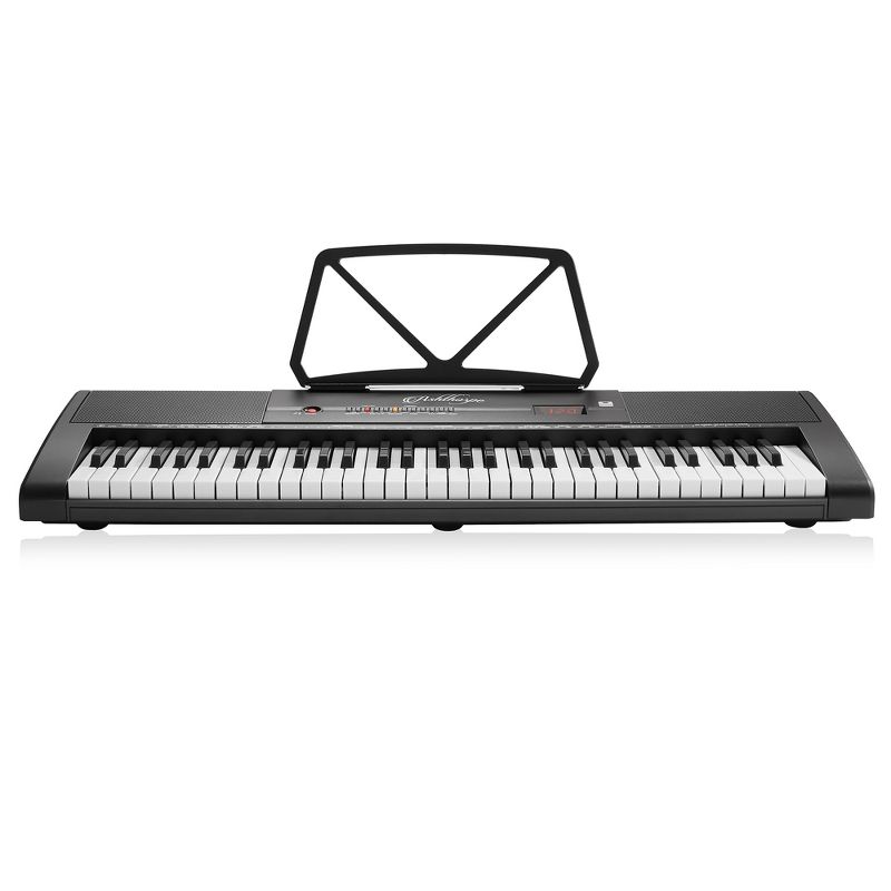 Ashthorpe 61-Key Digital Electronic Keyboard Piano with Light Up Keys, Portable Beginner Kit with Adjustable Stand, Stool, Headphones & Microphone, 4 of 8