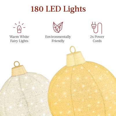 Gold and White LED Lighted Outdoor Ornament Set
