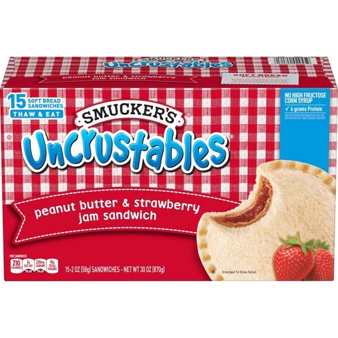 Smucker's Uncrustables Frozen Peanut Butter & Strawberry Jam Sandwich- 30oz/15ct - image 1 of 4