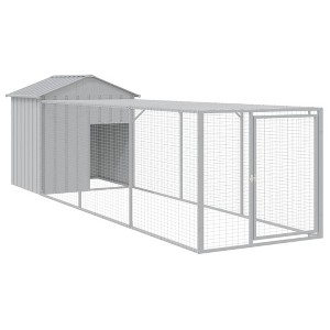 vidaXL Galvanized Steel Chicken Cage with Run - Versatile Exercise Space for Poultry - Large Light Gray Chicken Coop with Protective Roof - 1 of 4