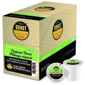 Authentic Donut Shop Blend Original Roast Coffee Pods, Medium Roast Coffee in Compostable Single Serve Cups, 20 Count - 1 of 4