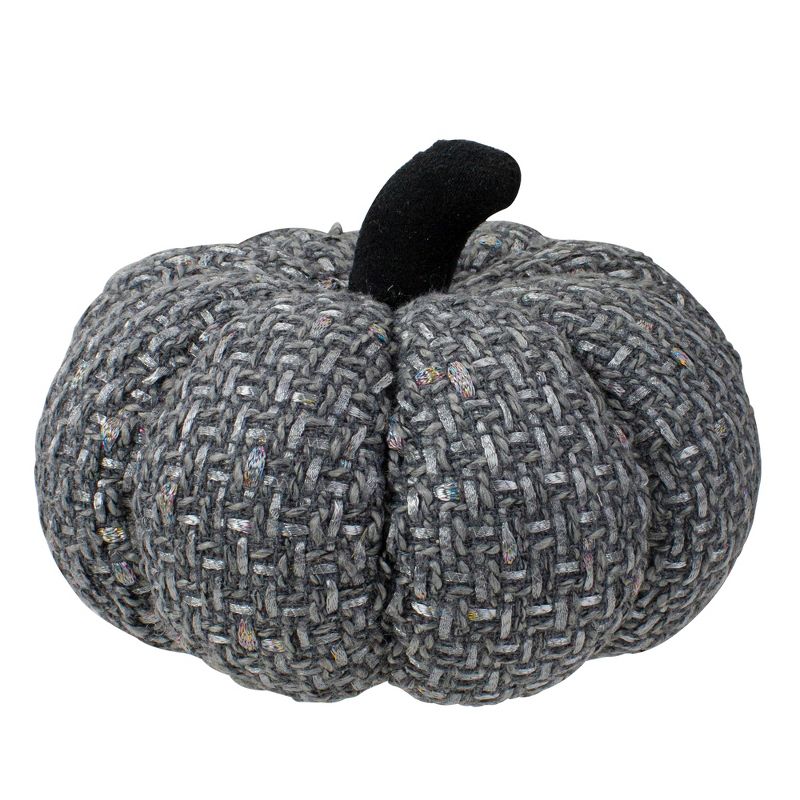 Northlight 7.5" Gray Knitted Fall Harvest Tabletop Pumpkin, 2 of 5