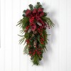 Nearly Natural 24” Holiday Christmas Pine Cones, Berry and Bells Wreath - 3 of 4