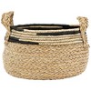 Northlight Set of 3 Khaki and Black Braid Weave Seagrass Storage Baskets with Handles 13.75" - 4 of 4