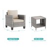 Sonkuki 3-Piece Patio Sofa Set Outdoor Wicker Rattan Furniture Set Conversation Set with Side Table, Cushions - 2 of 4