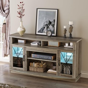 70 Inch TV Stand for Living Room - Farmhouse Large Entertainment Center with Storage - Tall Media Console Cabinet with Open Shelves - 1 of 4