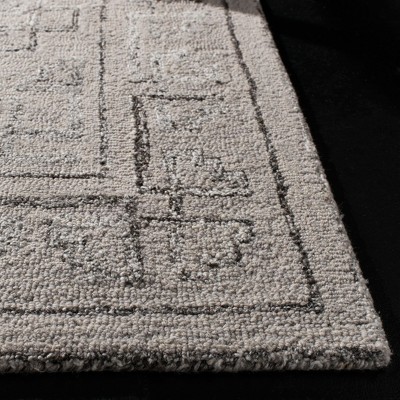 Handmade Abstract Black & Taupe Wool-Blend 6' Square Area Rug
