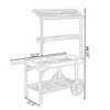 Vintiquewise Antique Solid Wood Decor Display Rack Cart Wood Plant Stands with Wheels for Decor Display | 2 Wheeled Wood Wagon with Shelves for Plants and More - 4 of 4