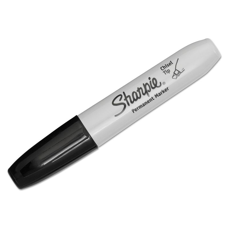 Sharpie Permanent Marker 5.3mm Chisel Tip Black Dozen 38201, 1 of 10