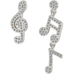 Sparkling Musical Note Studs - Asymmetric CZ Design Capturing the Rhythm of Light and Movement - 1 of 4