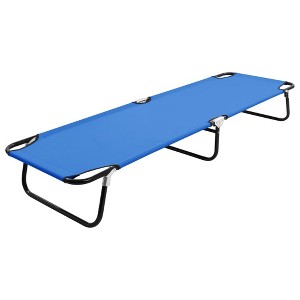 vidaXL Folding Sun Lounger Blue Steel - 1 of 4