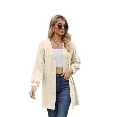 Casual Longline Cardigan for Women Fall Loose Open Front Long Sleeve Outerwear