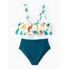 PATPAT Family Matching Multicolor Dinosaur Print Swim Trunks Shorts and Ruffle Two-Piece Swimsuit - 3 of 4