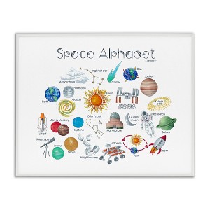 Stupell Industries Outer Space Educational Alphabet Kids Learning Chart Framed Giclee Art, White, 14" x 11" - 1 of 4