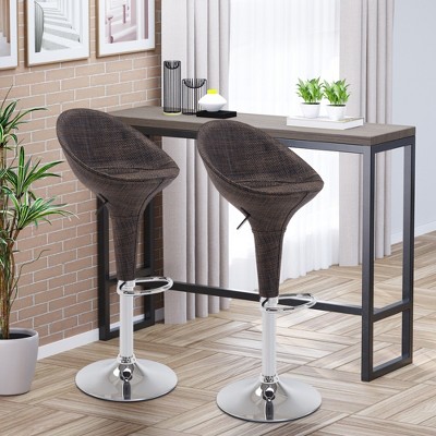 Counter Bar Stools Set of 2, Rattan Swivel Barstools with Adjustable Height for Kitchen Pub, Brown