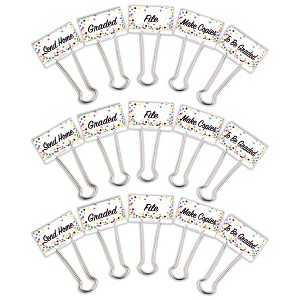 Teacher Created Resources® Confetti Large Binder Clips, Management, 5 Per Pack, 3 Packs - 1 of 3