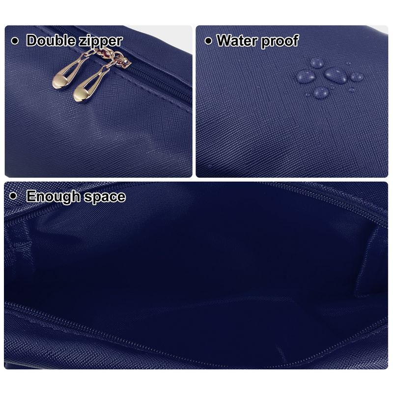 Unique Bargains PU Leather Waterproof Makeup Bag Cosmetic Case Makeup Bag for Women S Size Dark Blue 1 Pcs, 3 of 7
