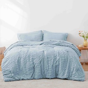 BAGOKIE 7 Pieces Seersucker California Bed in a Bag Comforter Set - 1 of 4