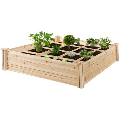 Natural Wood Outdoor Raised Garden Bed Planter Box