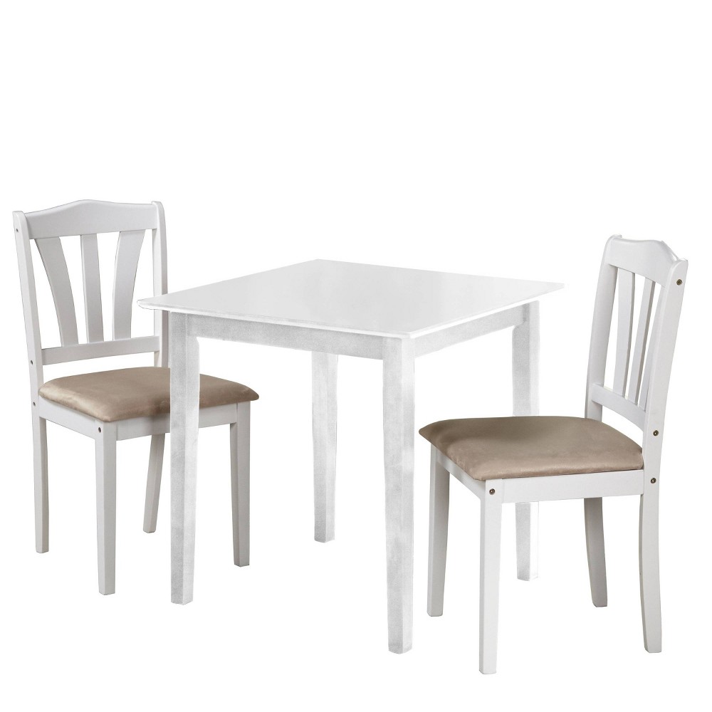 Photos - Dining Table 3pc Mainfield Dining Set White - Buylateral: Rubberwood Frame, Polyester U