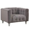 Modern Comfy Fabric Upholstered Sofa Chair,Wooden Legs Button Tufted Backrest Sofa,Padded Lounge Arm Chair for Living Room,Bedroom-Coolbibila - 2 of 4