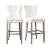 WestinTrends 29" Tufted Upholstered Velvet Bar Stool with Metal Footrest (Set of 2) - 4 of 4