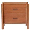 Nightstand 21.9"H Walnut – Solid Rubberwood Frame with Dual Drawers, Modern Bedroom Table by Zuo Modern - 3 of 4