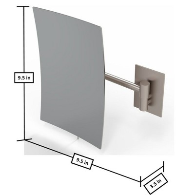 Brushed Nickel Rectangular Wall Mounted Magnifying Mirror