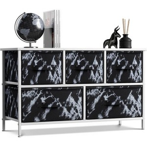 Sorbus 5 Drawers Dresser- Storage Unit with Steel Frame, Wood Top, Fabric Bins - for Bedroom, Closet, Office and more - 1 of 4