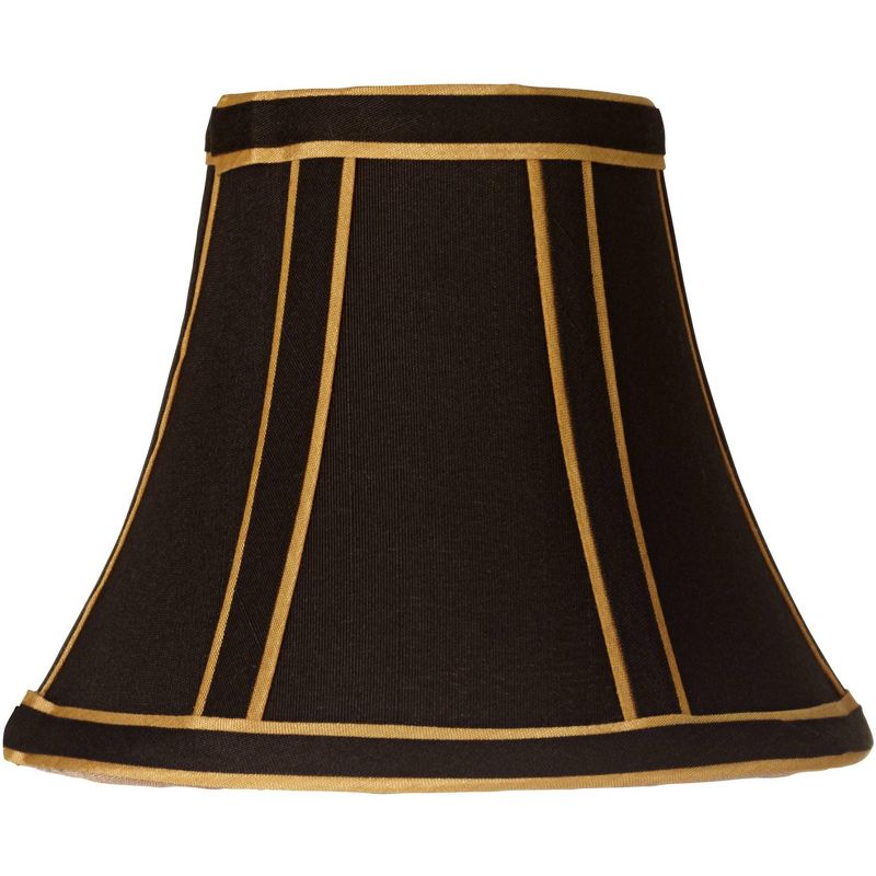 Springcrest Set of 6 Empire Lamp Shades Black with Gold Trim Small 3" Top x 6" Bottom x 5" High Candelabra Clip-On Fitting, 4 of 8