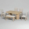 Farmhouse 6-Piece Extendable Dining Table Set with Bench and 4 Upholstered Chairs, 78.1" Rubberwood Kitchen Table with Trestle Legs - 3 of 4