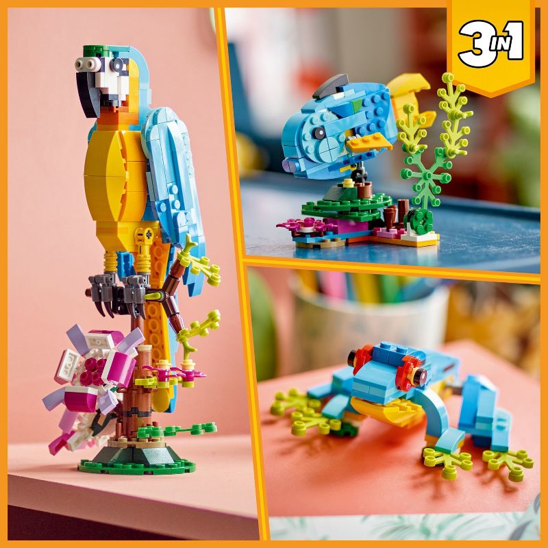 LEGO Creator 3 in 1 Exotic Parrot Animals Building Toy 31136, 3 of 8