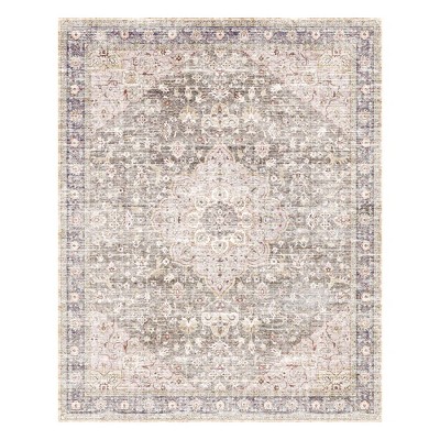 MontVoo Medallion Floral Washable Area Rug Taupe