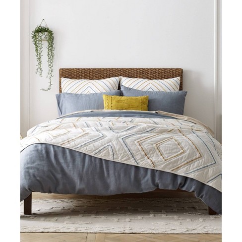 Blue Loom 3pc King Phoenix Quilt Set Gray off White Cotton Non woven Includes 2 Pillow Shams Target