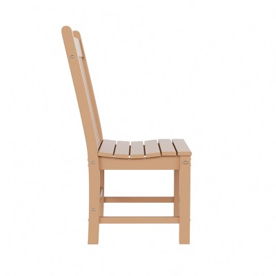 Teak Armless Outdoor Dining Chair with Plastic Seat