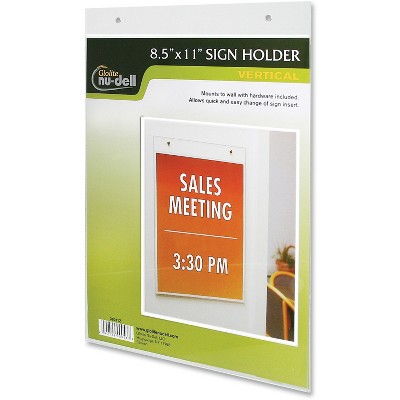 Nu-Dell Wall Sign Holder Vertical 8-1/2"x11" Clear 38011
