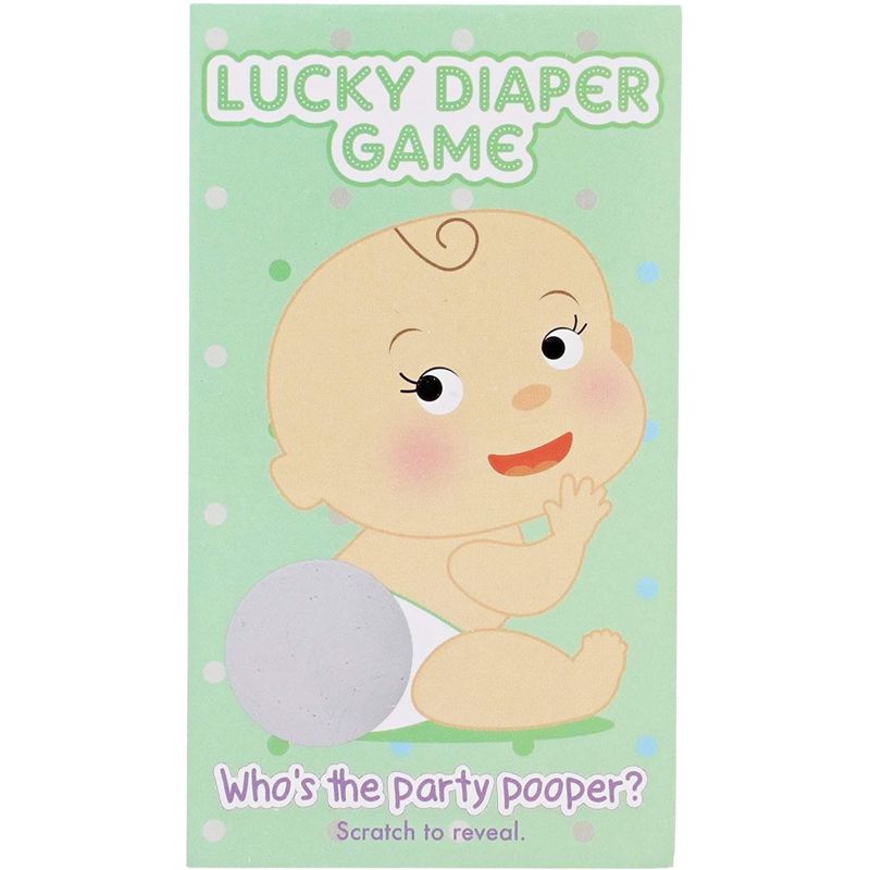 60-Count Baby Shower Games, Scratch Off Game Cards, Lucky Diaper Lottery Raffle Party Supplies for Boys or Girls, Green, 3 of 5