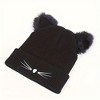Anna-Kaci Women's Cat Ear Knit Beanie - Faux Fur Ears with Heart Whisker Embroidery for Cute Casual Winter Wear - 3 of 4